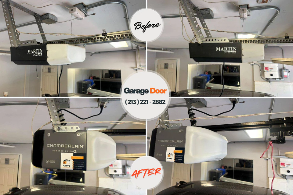 Before and after: garage door repair Huguley, AL